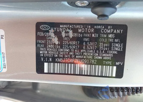 2015 Hyundai Tucson Gls z USA, uszkodzony, nr VIN KM8JTCAF7FU091782